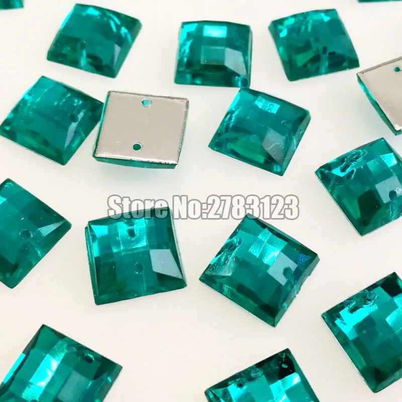 Квадратные Стразы синего и зеленого цвета 50 шт. пришивные стразы высокого
