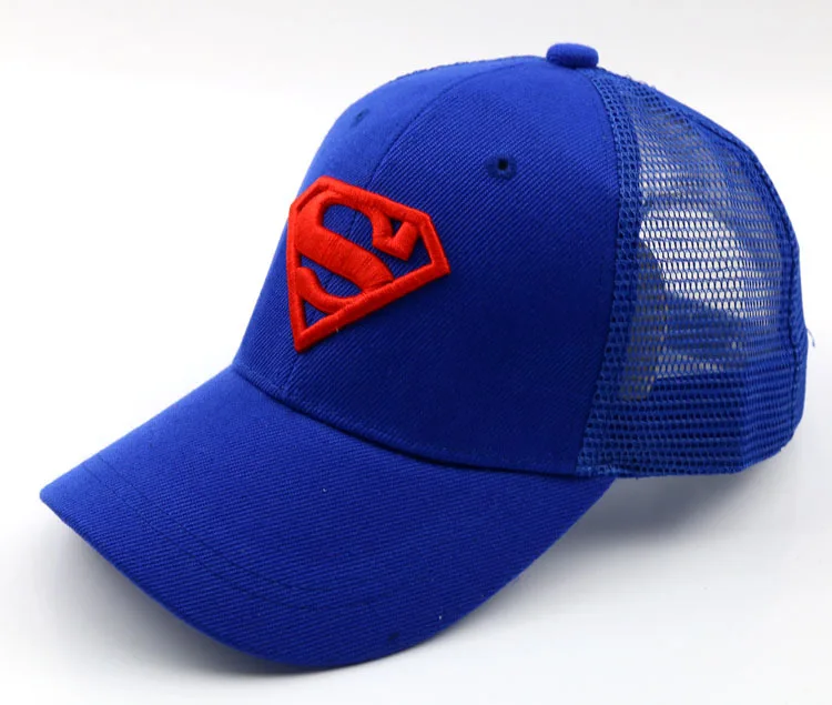 Детская сетчатая детская бейсболка, популярная летняя детская солнцезащитная Кепка с вышивкой Супермена, бейсболки эластичные для мальчиков и девочек 2-8 лет