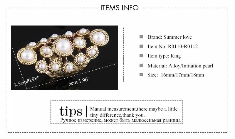 Vintage pearl ring long hollow joints alloy rings Gold Color Flower Big Imitation Gem Stone Rings Jewelry For Women | Украшения и