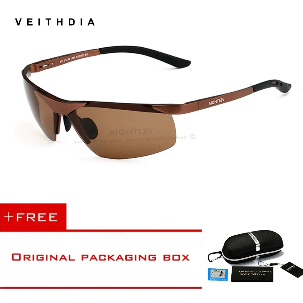 

VEITHDIA Aluminum Magnesium Men's Polarized Rimless Sun glasses Sports Male Eyewear Sunglasses Goggle Oculos shades For Men 6501