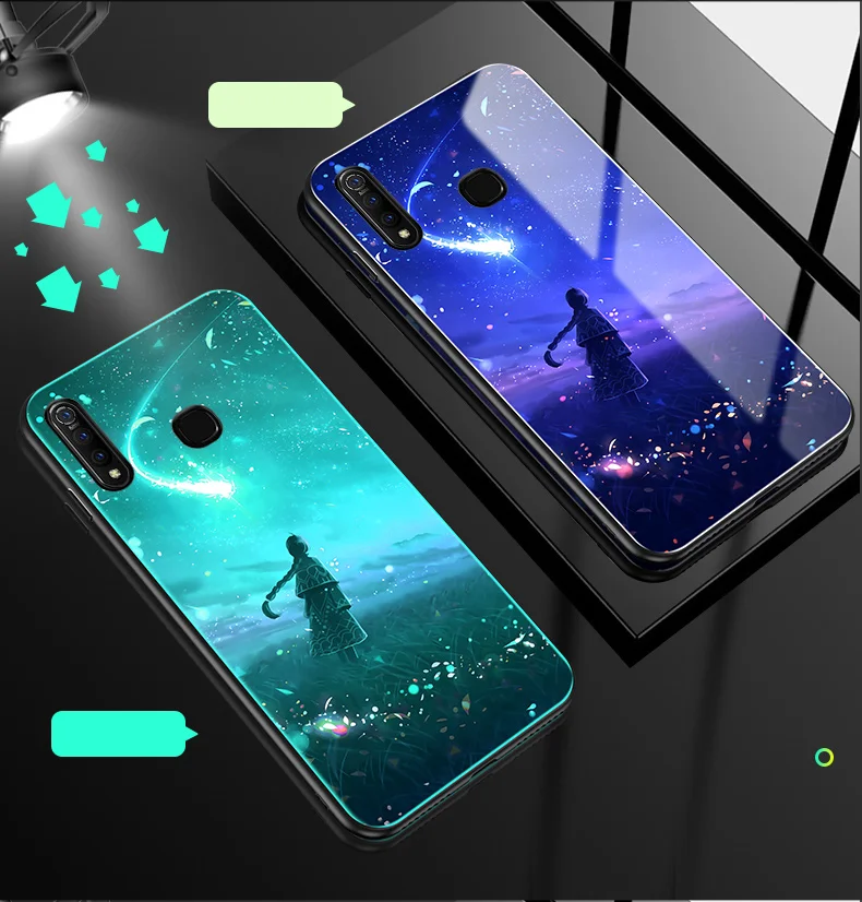 ДЛЯ vivo Z5X чехол Роскошный светящийся жесткий закаленное стекло защитный чехол на заднюю панель для vivo z5x Z5 X vivo z5x полное покрытие оболочки