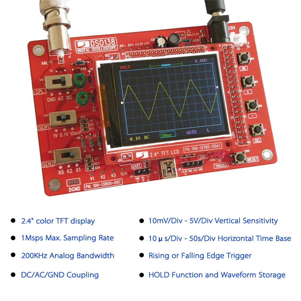 KKMOON DSO138 2 4 &quotTFT карманный цифровой осциллограф Набор DIY частей ручной + акриловый
