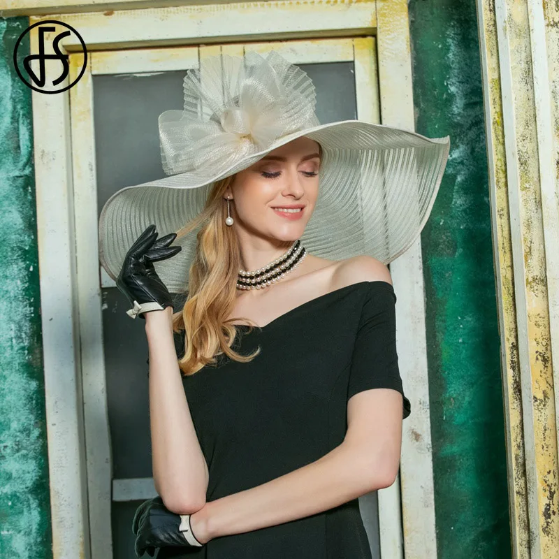 Женская винтажная шляпа FS с бантом и большими полями | Аксессуары для одежды