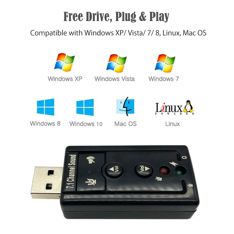 Лидер продаж USB звуковая карта виртуальный 7 1 канальный аудио интерфейс адаптер