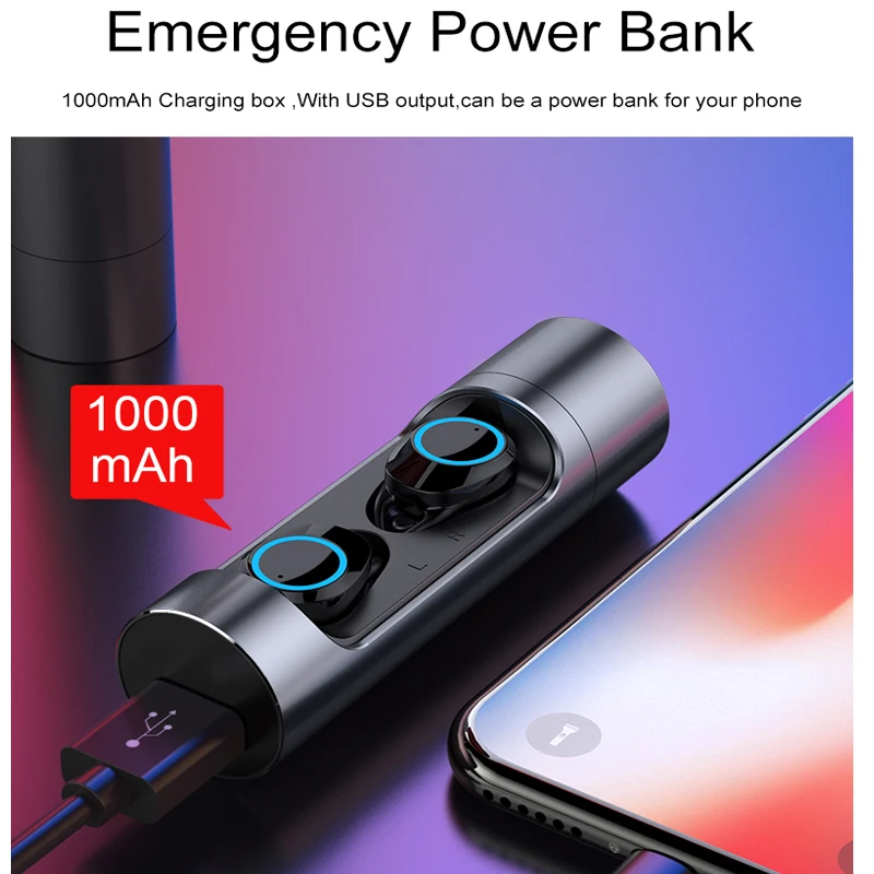 Беспроводные мини-наушники YTOM с 3D звуком и подсветкой TWS наушники Bluetooth 5 0