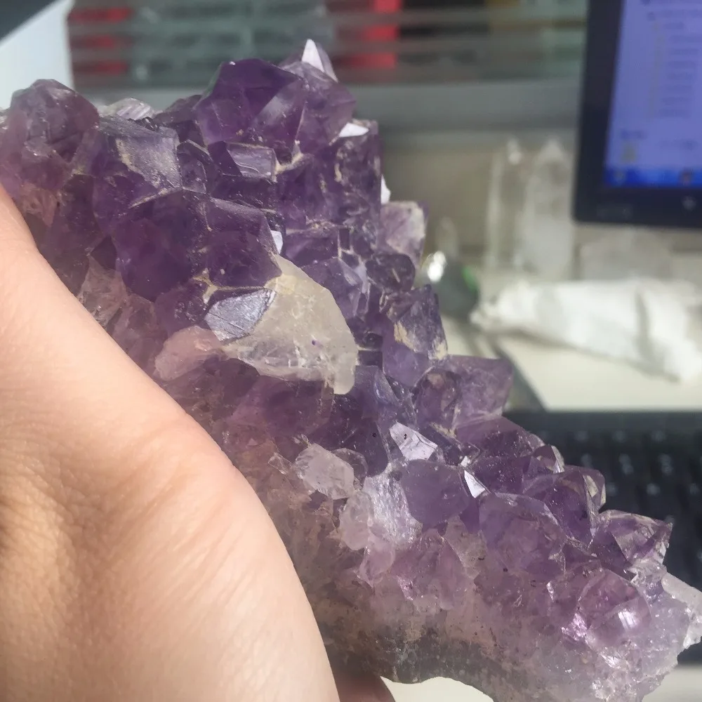 442 г натуральный Purply аметистовый геодезический образец кристаллы продукты оптом