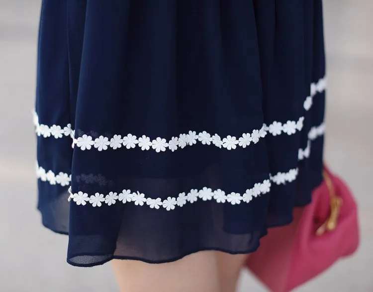 2014 new fashion EU chiffon stitching lace dress | Женская одежда