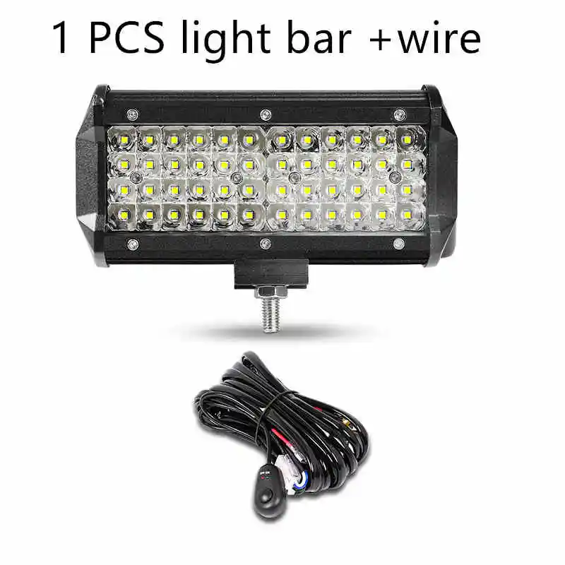 1X7inch light wire Led Bar 4 7 12 17 20 дюймов четырехрядный светодиодный светильник, рабочий светильник, точечный светильник, противотуманный головной светильник для внедорожника 4x4 ATV UAZ Car Kamaz 12V 24V - Цвет: 1X7inch light wire