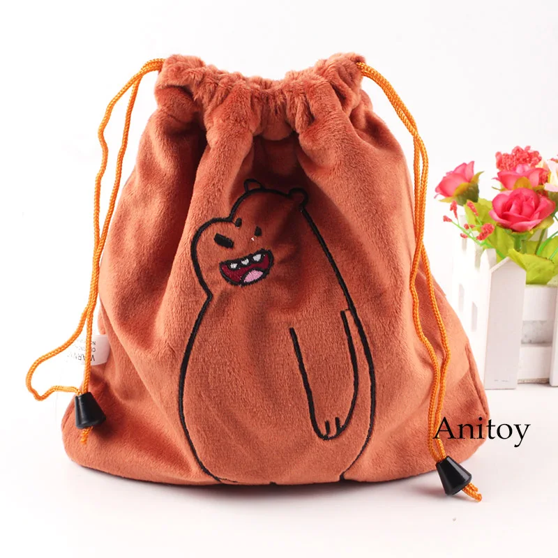 brown-19x21cm Аниме плюшевая игрушка детская сумка Мы Голые Медведи плюшевая сумка Гризли/панда/лед медведь ном карман на шнурке для детей 19x21 см - Цвет: brown-19x21cm