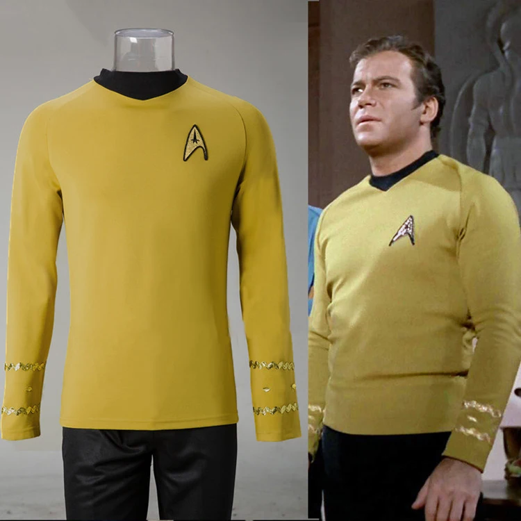 Косплей звезды TOS оригинальная серия Trek Kirk рубашка Униформа костюм Хэллоуин
