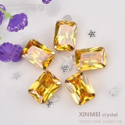 topaz AAAAA Циркон Стразы 10*14 мм Прямоугольник песочного цвета с золотой коготь Шить на одежде свадебные украшения, аксессуары 10 шт./пакет Strass - Цвет: topaz