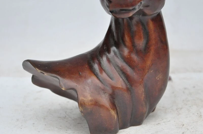 9 &quotКитай Китайский Фэншуй Бронзовая медь Сика олень бюст Голова Статуя