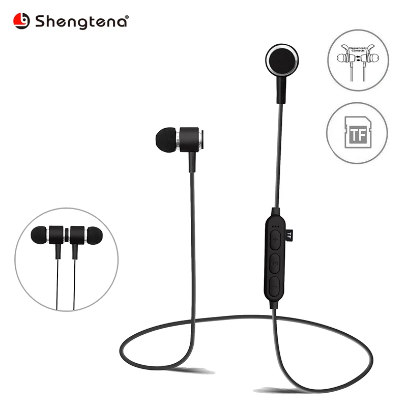 Shengtena магнитные bluetooth наушники беспроводные спортивные басы мини стерео микрофон