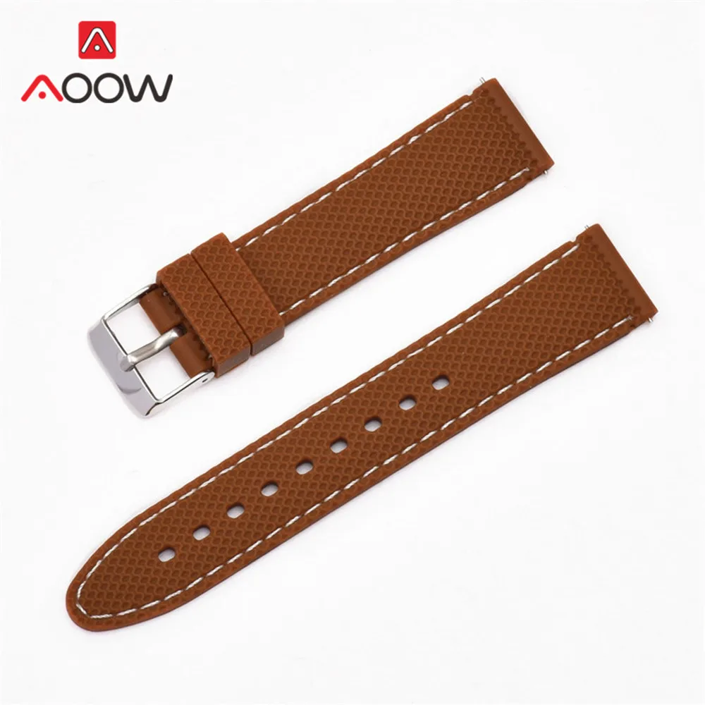 Brown 20 мм 22 мм 24 мм силиконовый спортивный ремешок для samsung Galaxy Watch Active 42 мм 46 мм gear S2 S3 быстросъемный резиновый браслет - Цвет ремешка: Brown