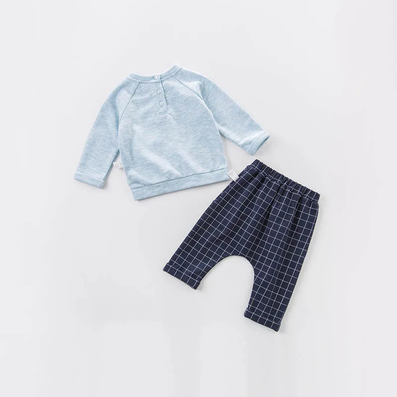 DB7379 dave bella spring baby boys blue clothing sets toddler children suit high quality outfits Clothing Suits |