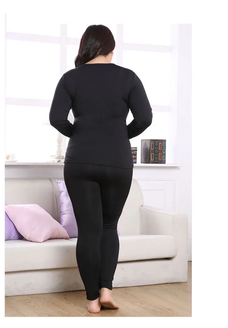 6XL размера плюс термобелье женская зимняя одежда из двух частей теплый костюм кальсоны для женщин большого размера зимняя Флисовая теплая одежда