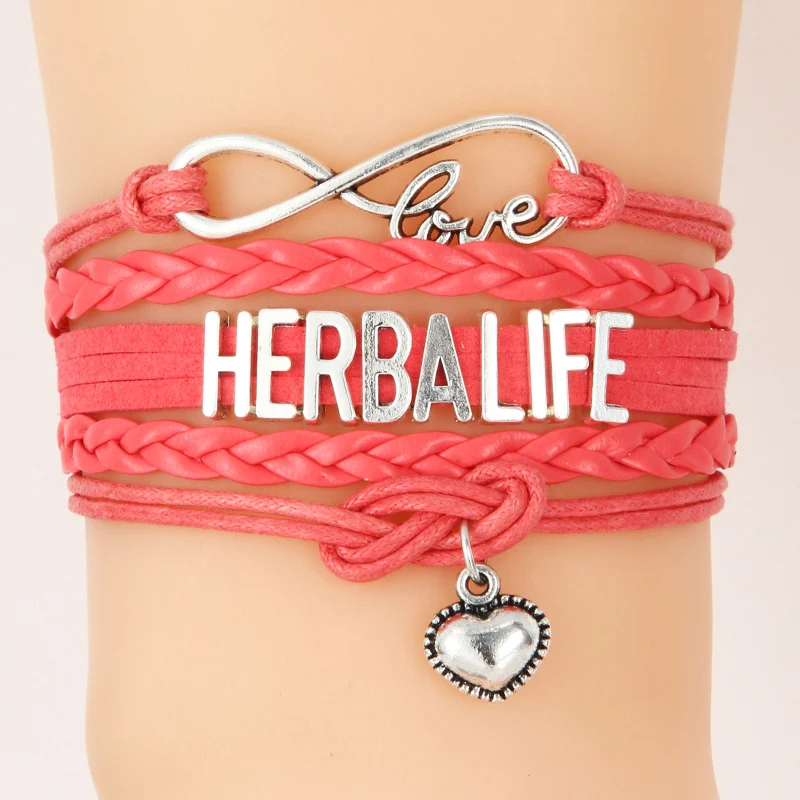 NCRHGL Infinity Love HERBALIFE кожаная Подвеска для браслета в форме сердца плетеные браслеты