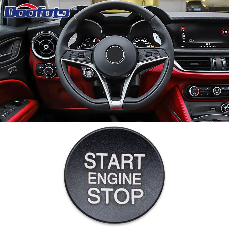 Button Cover Black Doofoto наклейки для стайлинга автомобилей кнопка запуска двигателя чехол для Alfa Romeo Giulietta Stelvio 159 Giulia автомобильные аксессуары Чехлы - Цвет: Button Cover Black