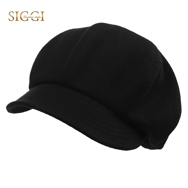 Siggi осенью шерсть береты газетчик Шапки для Для женщин твердым козырьком зимние