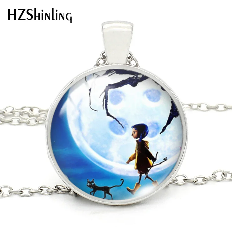 Coraline For Women Any Gift Fashion Silver Plated Glass Necklace Coraline Ghost MAMA Movie Pattern Glass Jewelry Gifts - Окраска металла: 1