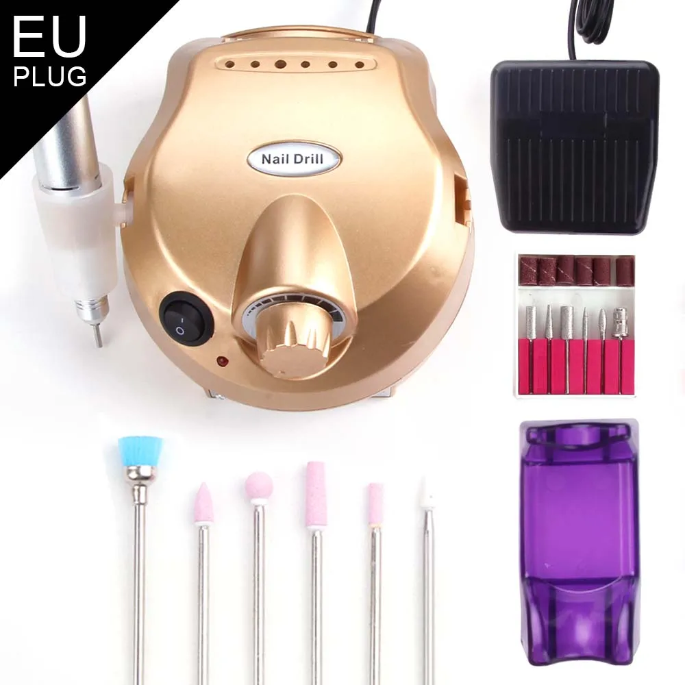 Gold machine Set6 Силиконовые Керамика ногтей сверло полировщик резиновый Remover Электрический Маникюр машина инструменты фрезы Griding бафик для ногтей - Цвет: Gold machine Set6
