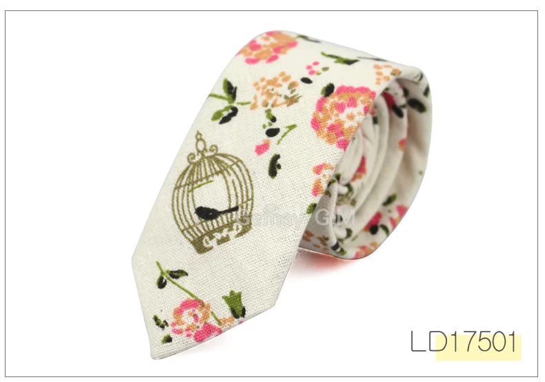 Fashion Mens Neck Tie Linen Skinny Tie for Men Wedding Party Print Neckties Casual Men Retro Neckwear Star Female Cartoon Ties - Цвет: LD17501