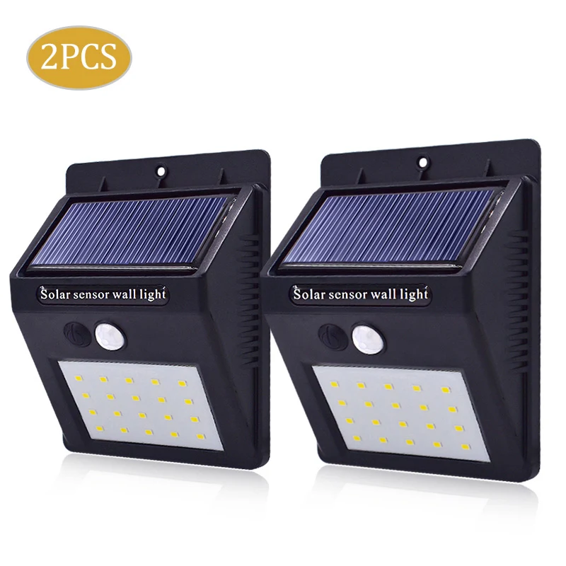 2 PCS PIR датчик движения солнечный светильник 20 светодиодный яркий светильник s Открытый Сад Двор стены водонепроницаемый солнечной энергии лампы ночные лампы - Испускаемый цвет: 2 PCS