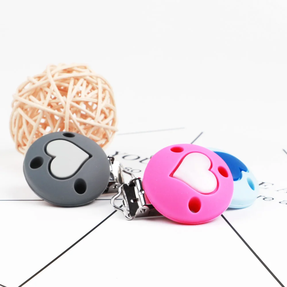 TYRY.HU 10pc Pacifier Chain Clip Round Star Crown Heart Food Grade Silicone Clip Baby Teething DIY Pacifier Chain Tool Accessori