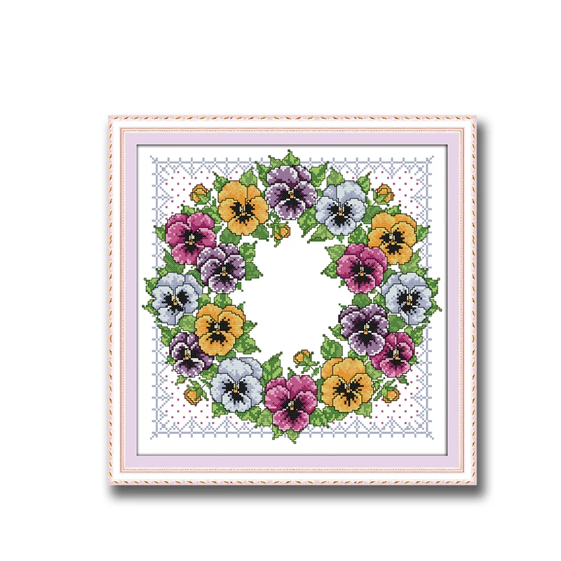 Pansy венок Цветочный декор картина dmc 14CT 11CT счетный набор крестиков Набор для