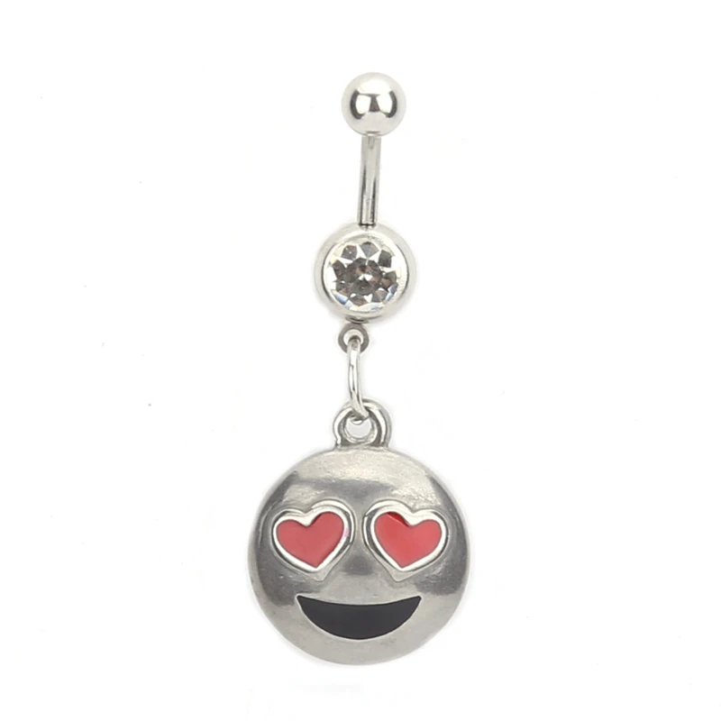 

body Piercing Navel Stainless Steel Round happy face pendant Belly Button Rings for Women Body Jewelry