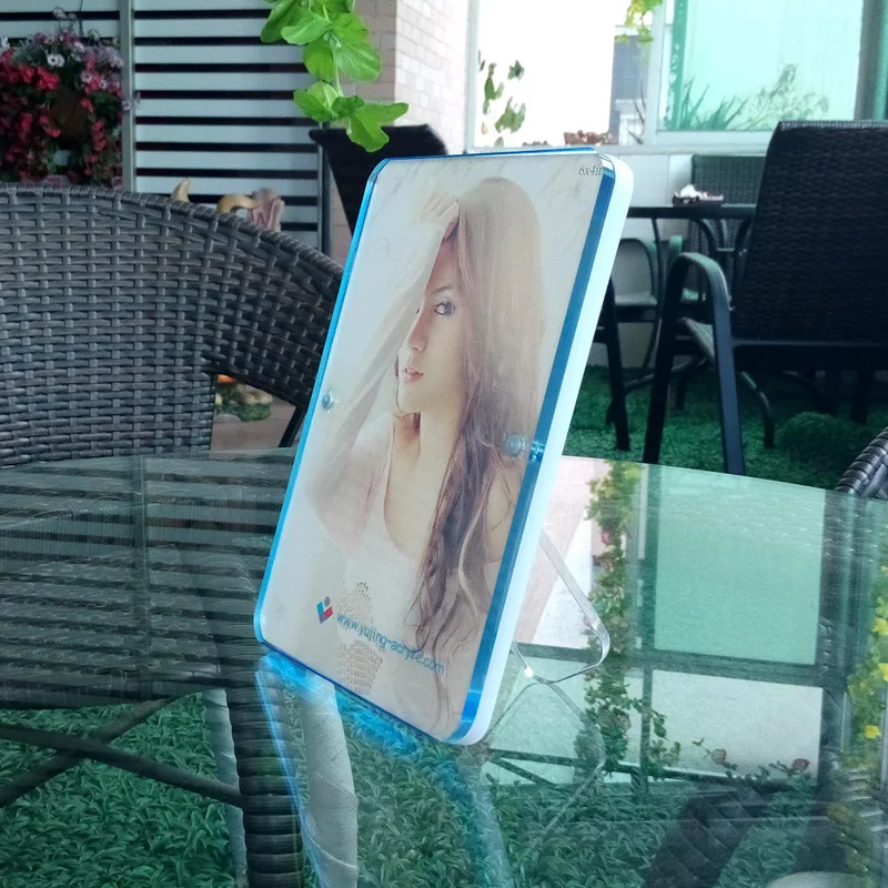 Transparent crystal photo frame Creative 5/ 6/ 7/ 8/ 10 Inch Multicolour color side edge acrylic with support rack | Дом и сад