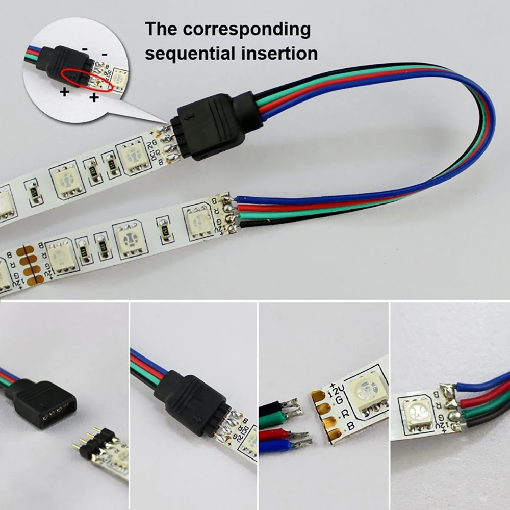 10 шт. 4pin LED разъем адаптер штекер/гнездо Разъем соединительный кабель провод для