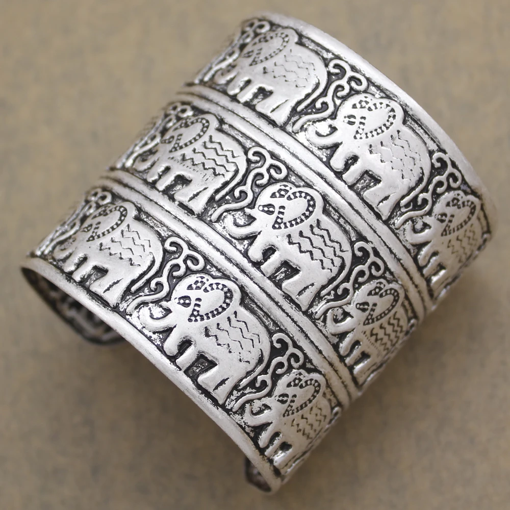 Египетский Африканский винтажный посеребренный рельефный слон OM большой