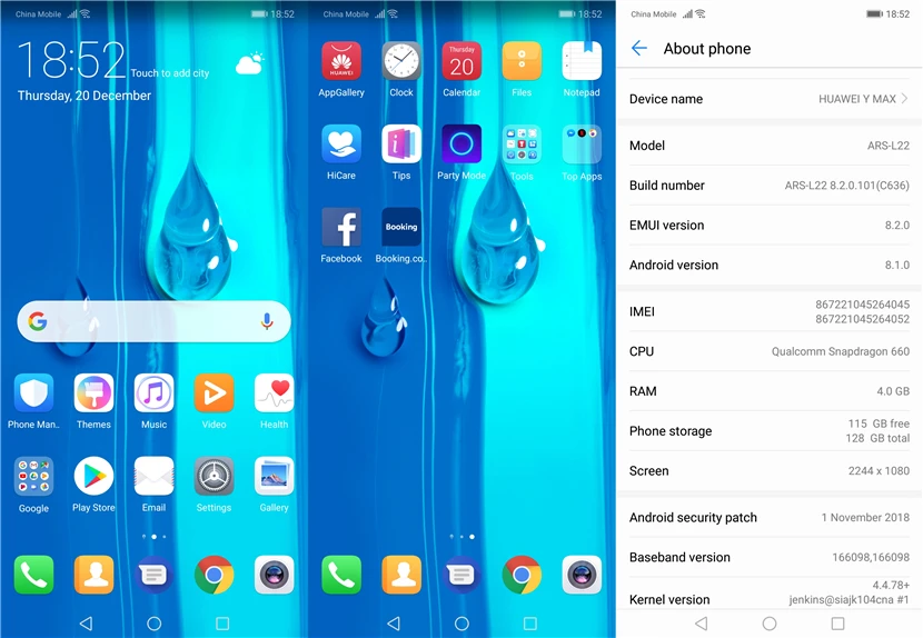Смартфон HuaWei Enjoy Max, 7,2 дюймов, Восьмиядерный процессор Snapdragon 660, 4 Гб ram, 128 ГБ RAOM, 9,1 МП, отпечаток пальца, телефон на Android