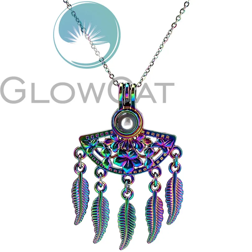 Богемный кулон с радужным цветочным принтом филигранная подвеска Духи Диффузор