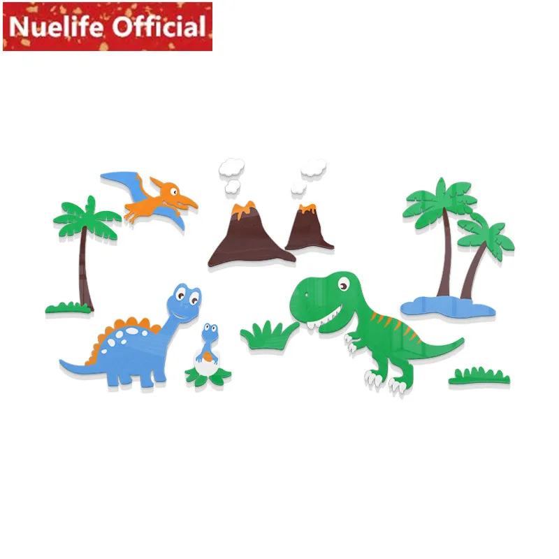 Colorful dinosaur park design acrylic stickers living room bedroom kids baby kindergarten background wall N4 | Дом и сад