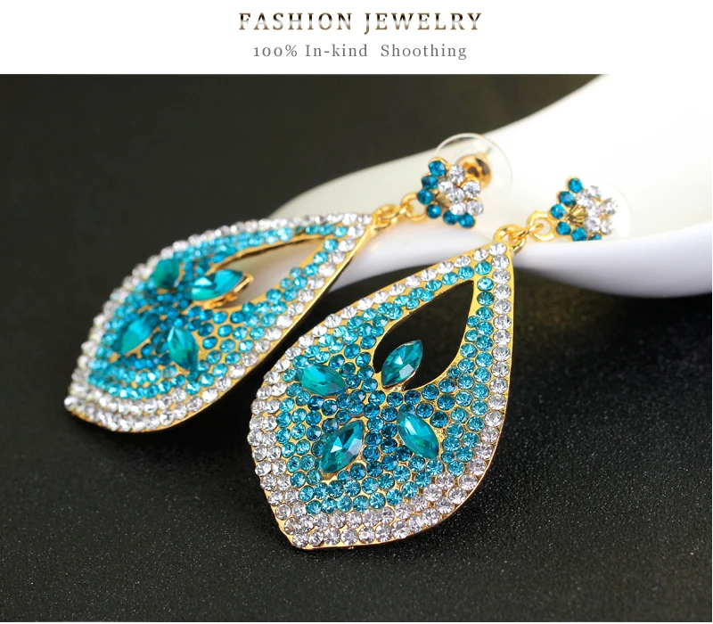 Новые Прозрачные Серьги с синими кристаллами и Ms большие золотые серьги высокого