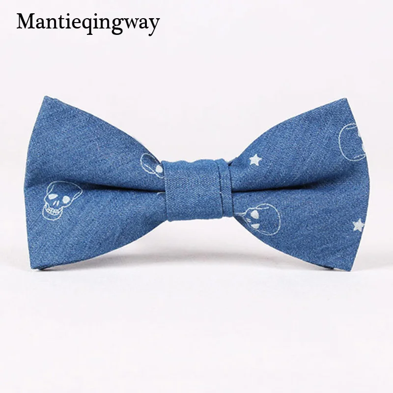 Mantieqingway галстук с принтом модный синий череп галстук-бабочка для деловые