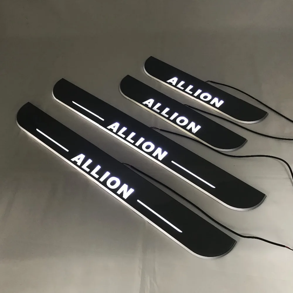 RQXR светодиодные движущиеся двери scuff для Toyota allion dynamic порога пластина плоская подкладка наложения потока/фиксированный светильник, 4 шт