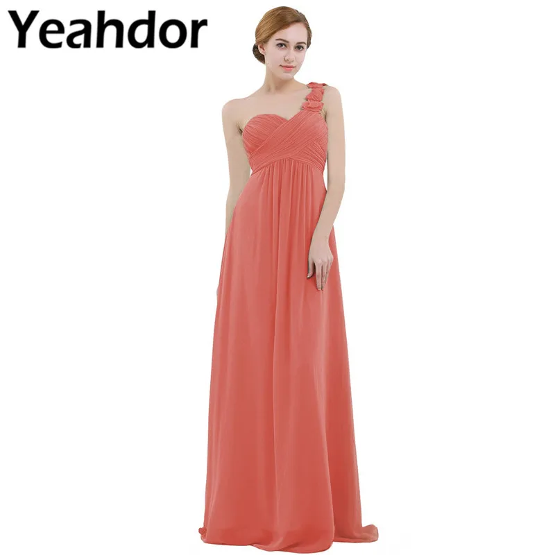 Женское шифоновое платье подружки невесты с высокой талией длиной до пола одним