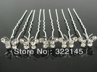 50pcs wedding bridal butterfly crystal hair pins