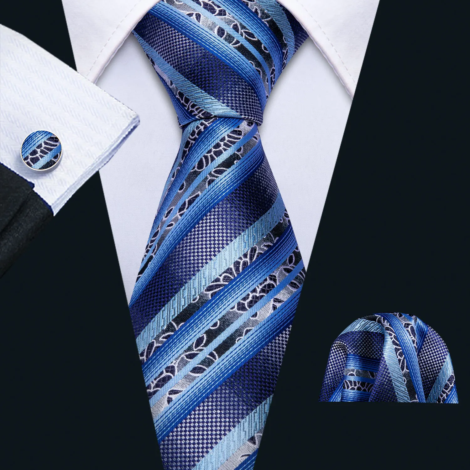 

Мужской свадебный галстук в синюю полоску, шелковый галстук в стиле Ханки, жаккардовый тканый галстук Barry. Wang, модные дизайнерские галстуки ...