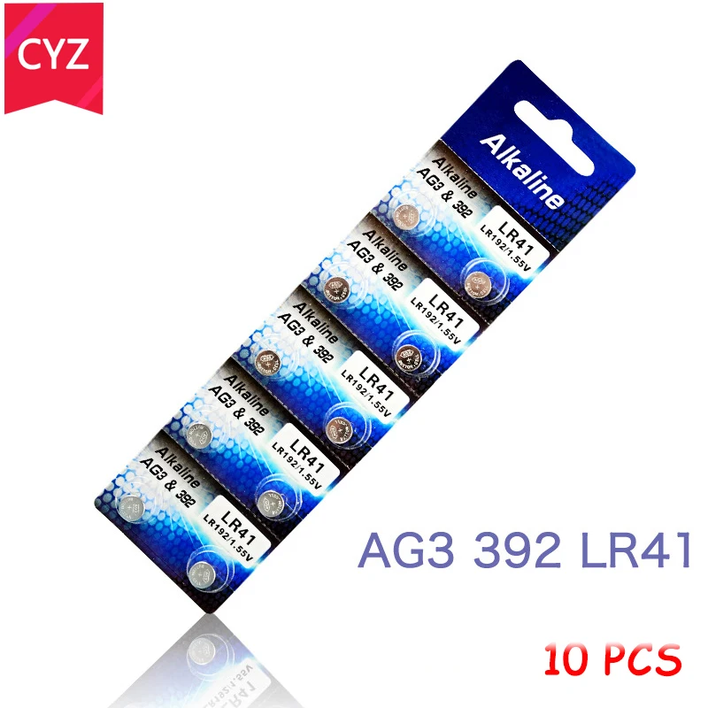 10 шт. 1 карты AG3 55 V кнопки сотового литий ионные часы батареи LR41 192 L736 392 SR736 V36A