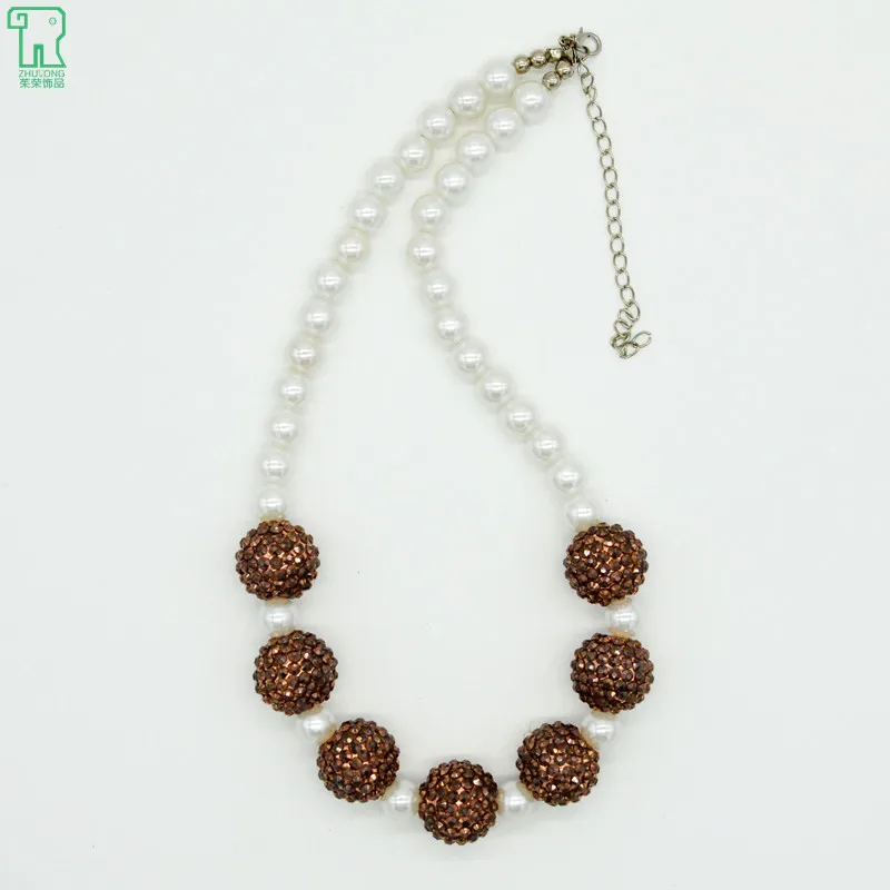 

5PCS Kids Coffee Chunky Bead Necklace New Fashion Girls Bubblegum Choker Collier Children Jewelry Princess Chunky Bead Necklace