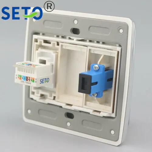 86 Тип Один RJ45 Cat6 сеть Lan + один оптический SC панель гнездо Keystone Лицевая