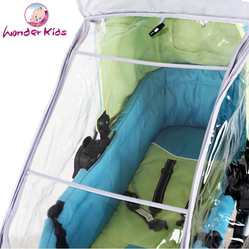 Универсальный накрывной чехол от дождя, ветра и пыли для коляски для младенцев с обратной солнцезащитой и карманом аксессуаров.
