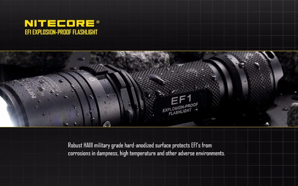 NITECORE EF1 CREE XM-L2 U3 830LM взрывозащищенный светодиодный тактический фонарь protorch D Ex II C T5 ГБ с 18650 Батарея
