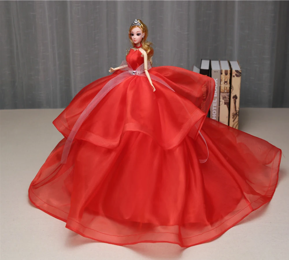 80 см хвост свадебное платье для куклы игрушка 3D Свадьба Бобби Кукла большая юбка