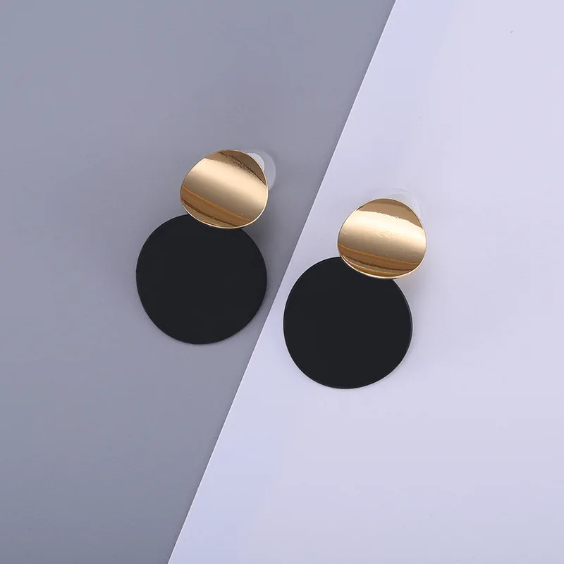 Новая личность круглый металлический Серьги Bijoux простой диск двойные круги