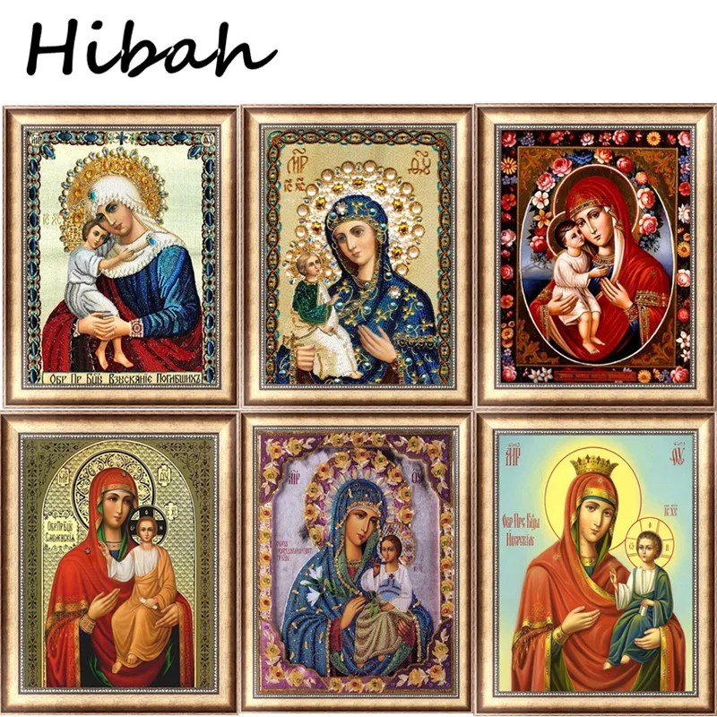 5D diy Acupuncture Diamond Embroidery Round Resin Picture Mosaic DIY Painting Religious Cross Stitch | Дом и сад